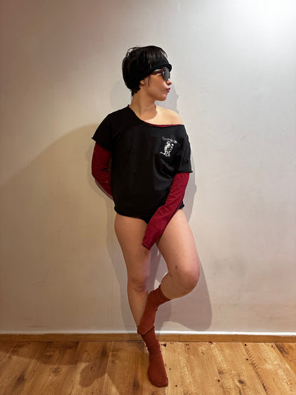 Long Sleeve Burgundy + T-Shirt + Headpiece Set //Romantika.com//