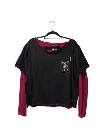 Long Sleeve Burgundy + T-Shirt + Headpiece Set //Romantika.com//